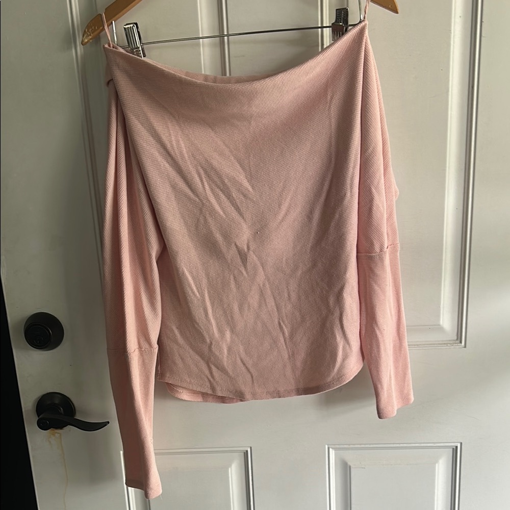 We The Free Pink Off-the-Shoulder Long Sleeve Blouse